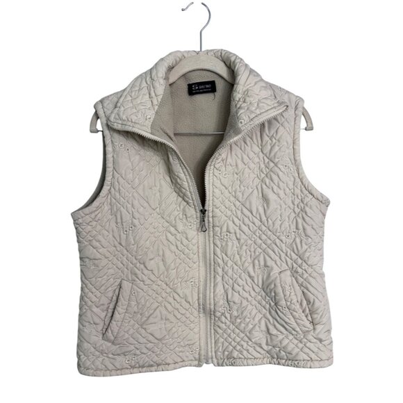 Vintage quilted puffer vest size L‎ embroidered floral boho granola fairy - Picture 1 of 6